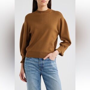 MADEWELL NWT Mock Turtleneck Ruffle Cuff Merino Wool Sweater